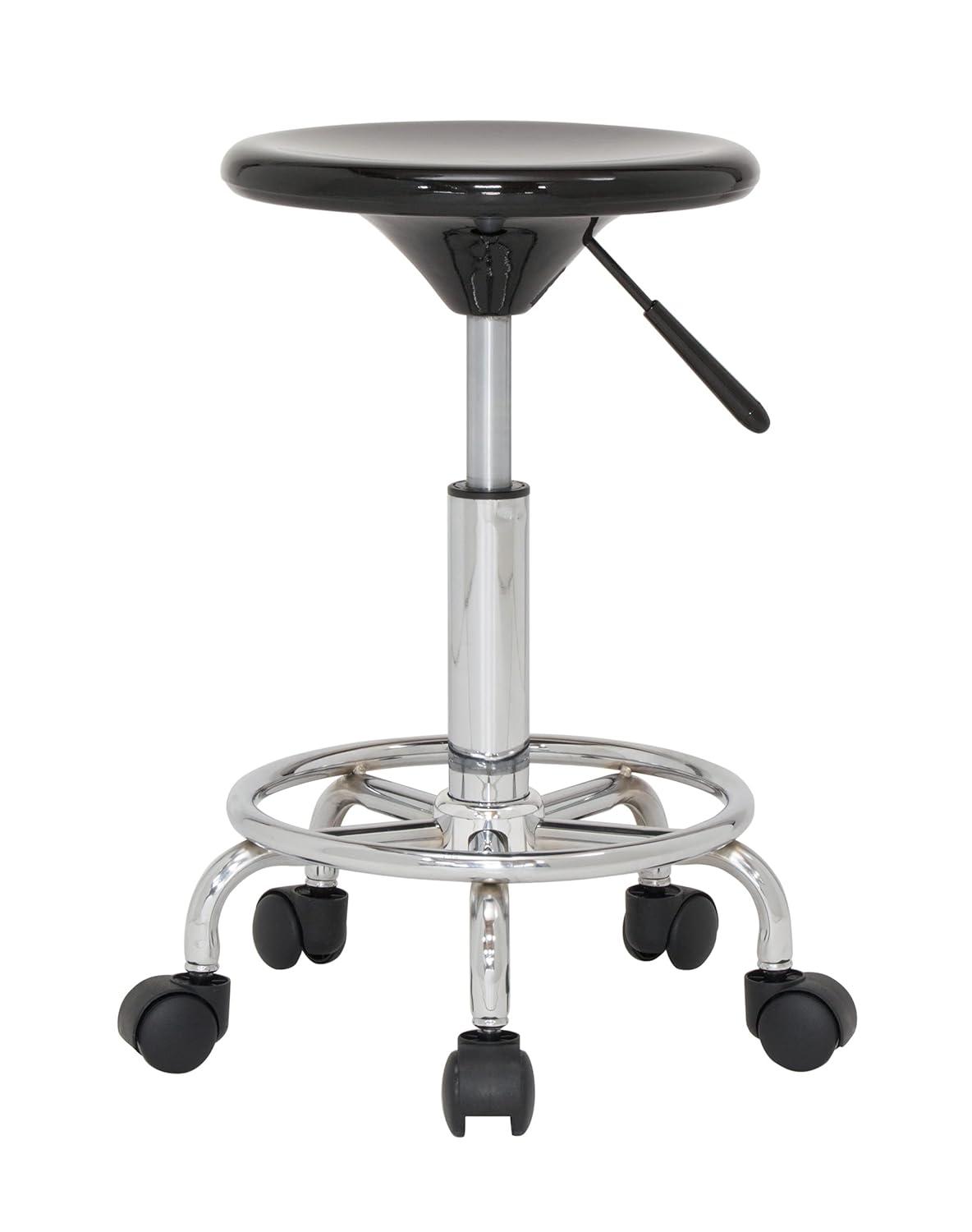 Inbox Zero Cowgill Adjustable Height Industrial Stool with Footring Wheels