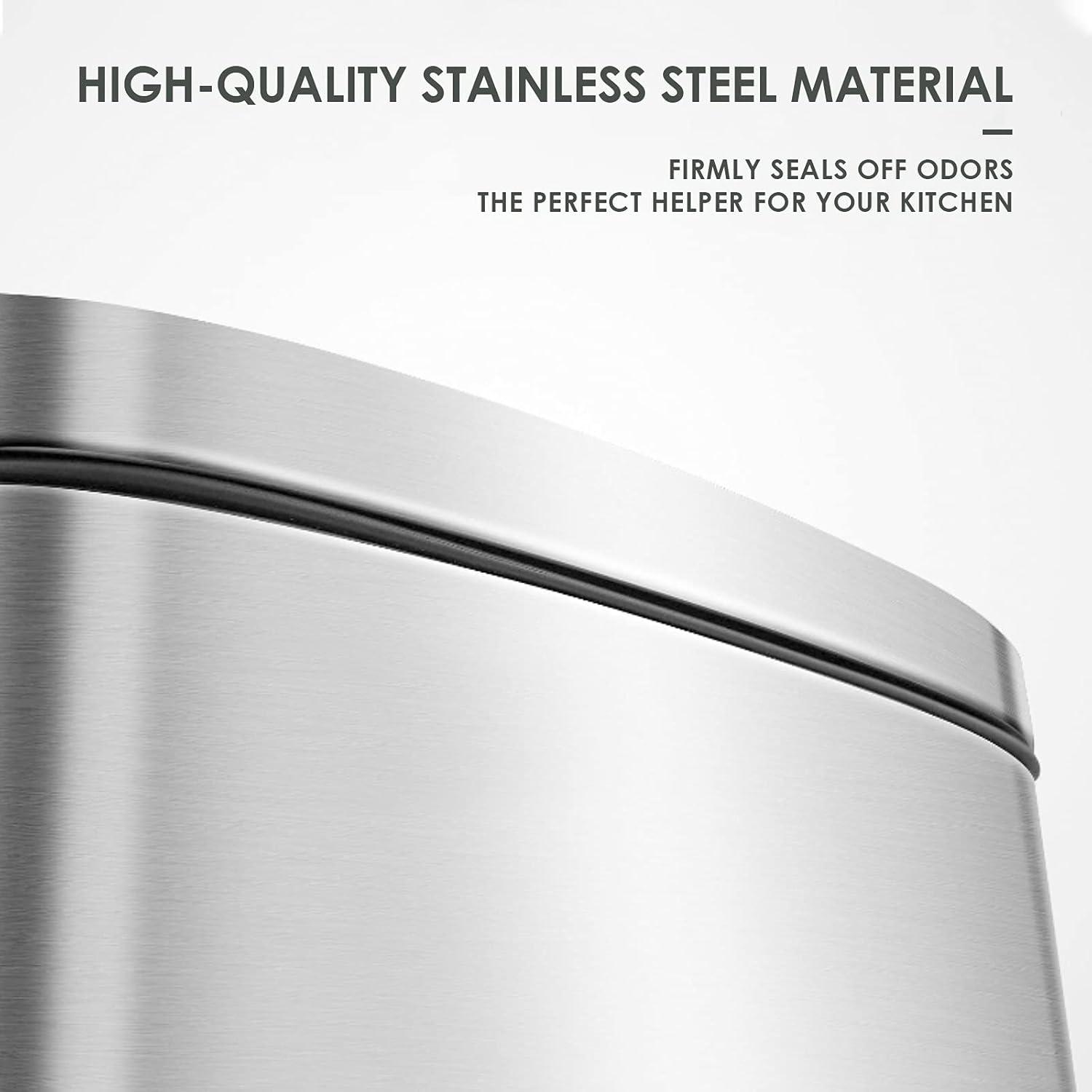 8 Gallon Brushed Stainless Steel Step-On Trash Can