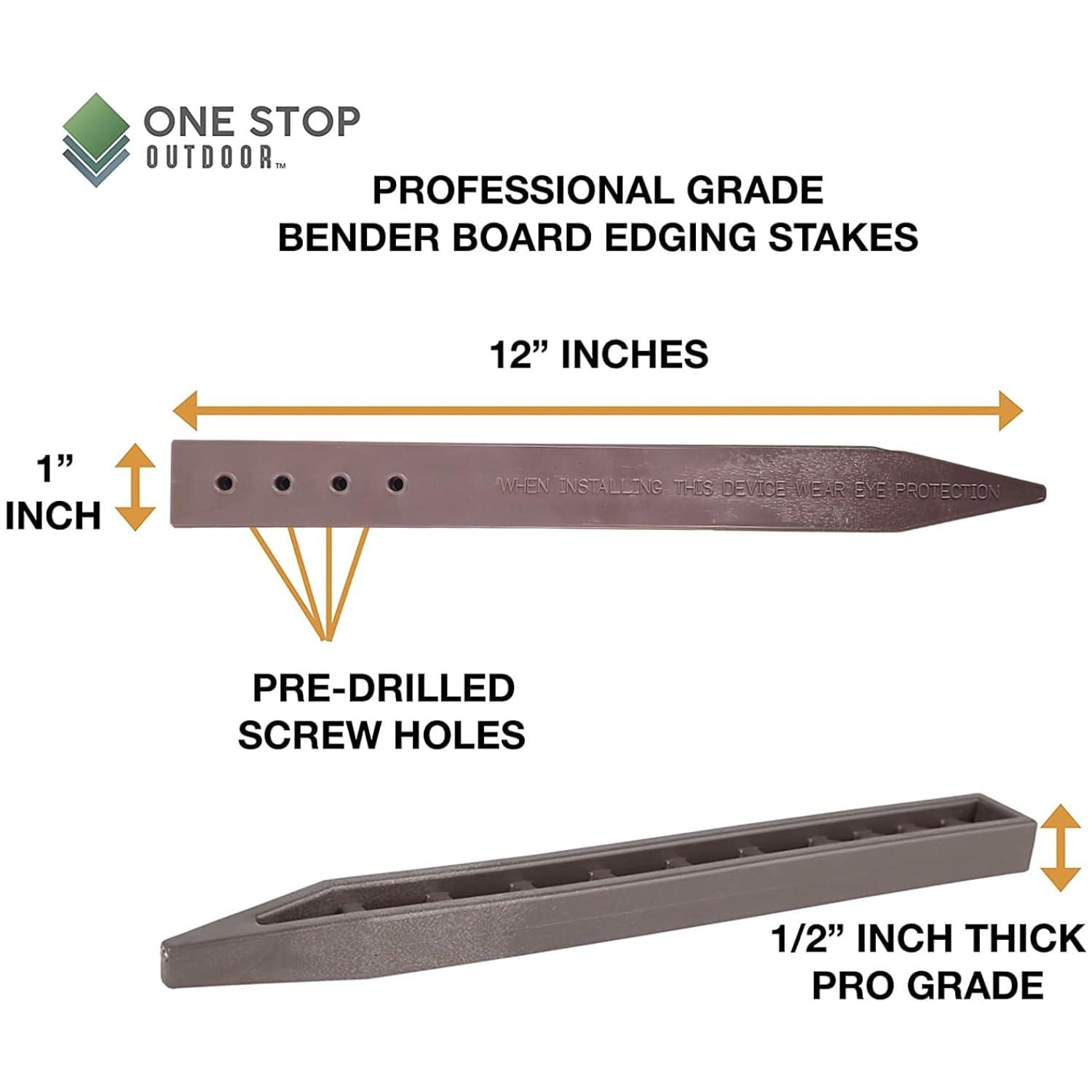 20-Pack - Heavy Duty, Brown Landscape Lawn & Garden Border Edging Stakes - Easy Install Terrace & Bender Board