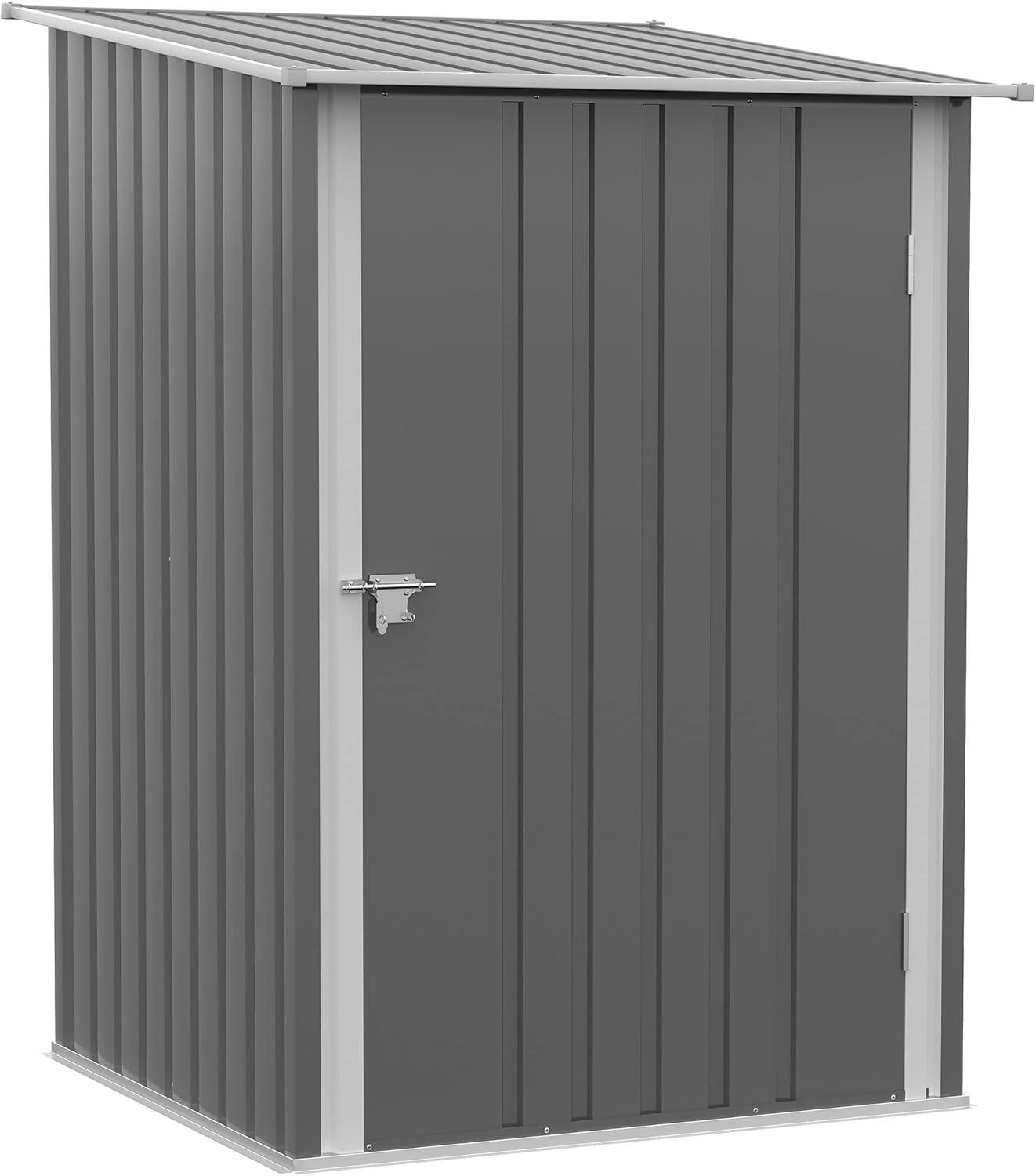 ZHI-22 3.3' x 3.4' Garden Storage Shed Galvanized Steel Tool House with Lockable Door