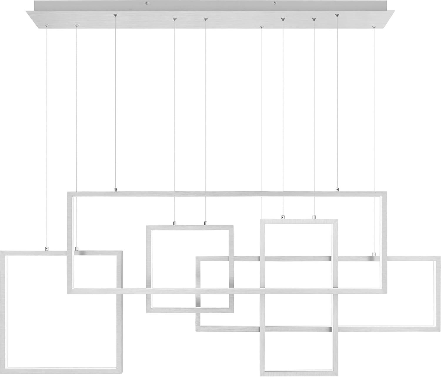 Brushed Aluminum LED Linear Chandelier with Geometric Frames