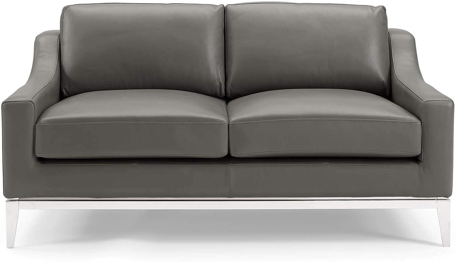 Modway Strick & Bolton Hollebon Stainless Steel/ Leather Loveseat by Modway