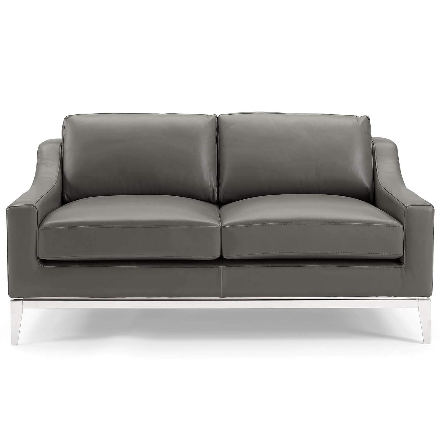 Modway Strick & Bolton Hollebon Stainless Steel/ Leather Loveseat by Modway