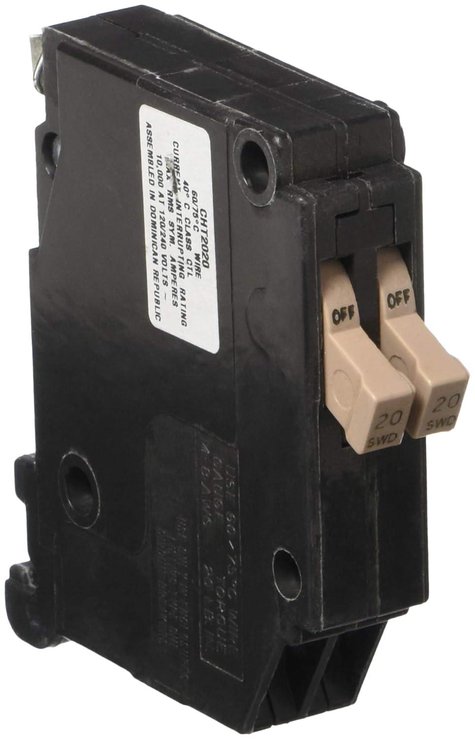 Eaton CHT2020 Cutler-Hammer Tandem Single Pole Circuit Breaker, 3/4", 20 Amp