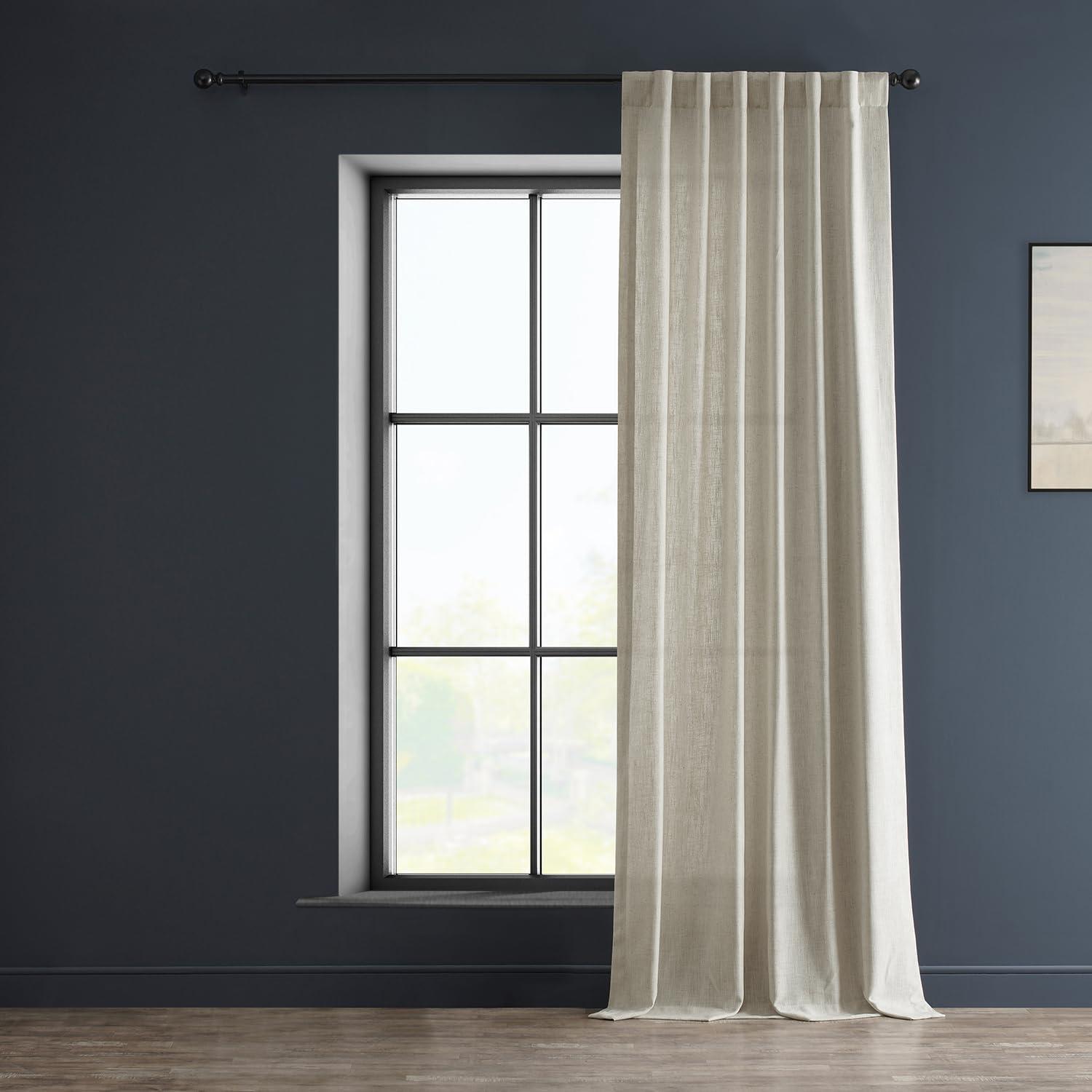 Malted Cream Heavy Faux Linen Curtain (1 Panel), Malted Cream, 50W X 108L