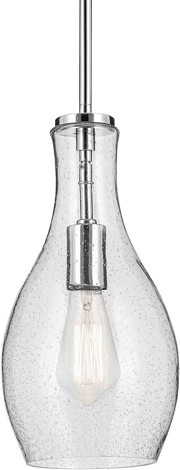 Everly 13.75" 1 Light Hour Glass Pendant Clear Glass Chrome