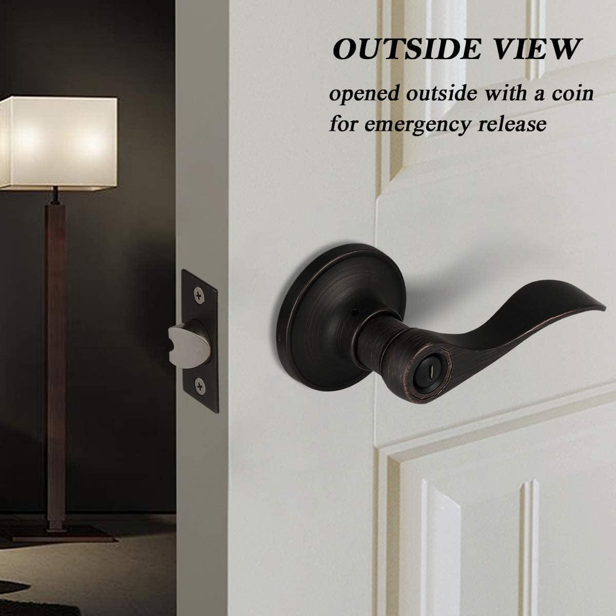 Oil Rubbed Bronze Modern Key Lock Door Lever Set