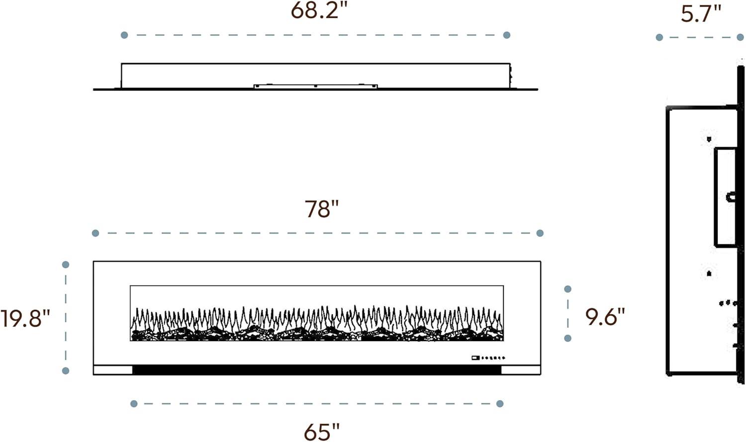 Cambridge Cambridge Wall Mount Electric Fireplace Heater with Remote Control for Indoor Use in Living Room, Bedroom, Home Office