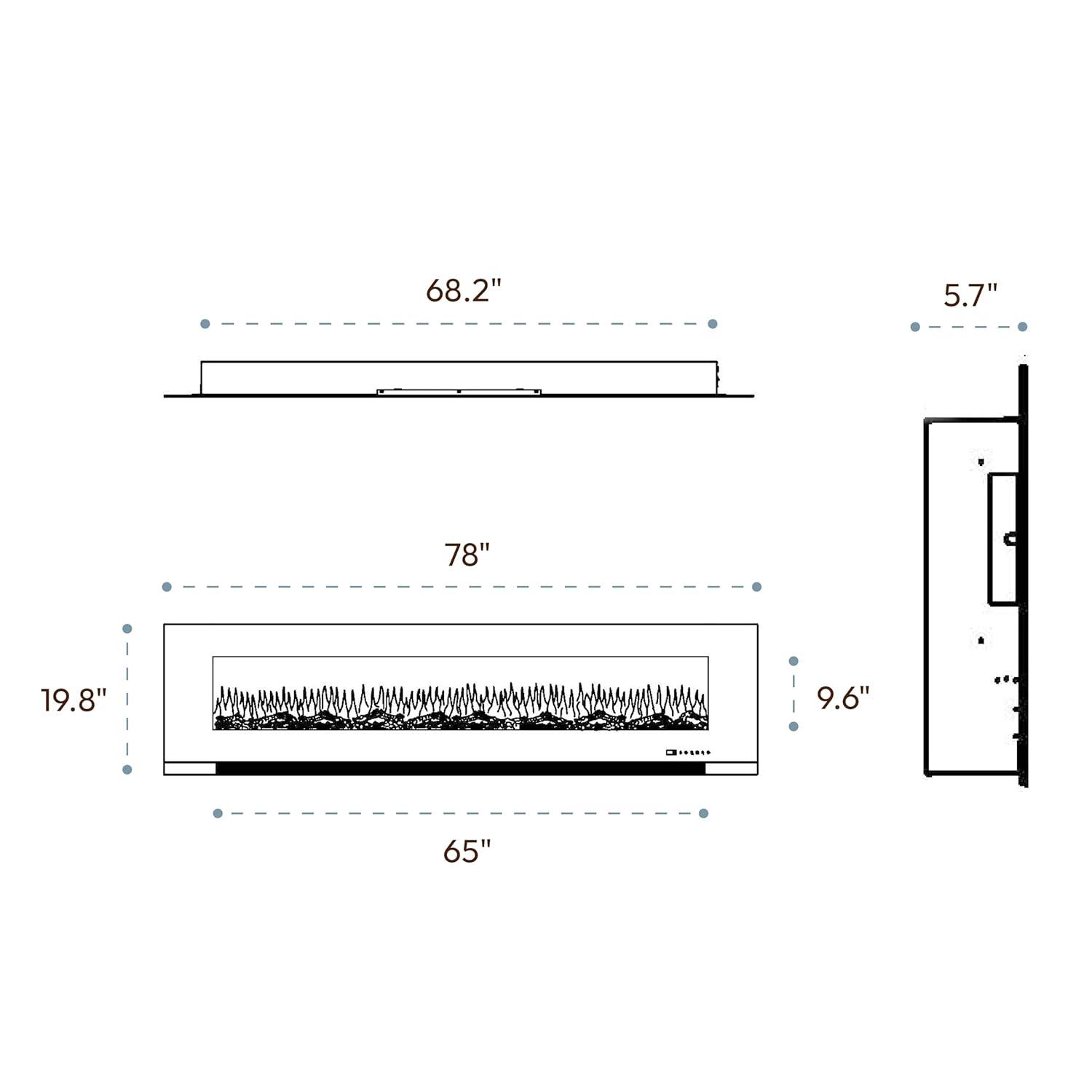 Cambridge Cambridge Wall Mount Electric Fireplace Heater with Remote Control for Indoor Use in Living Room, Bedroom, Home Office