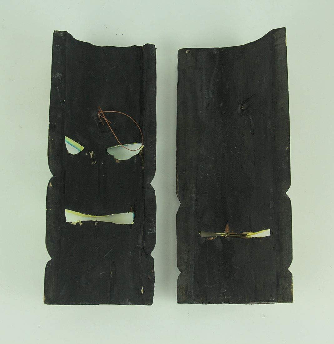J.D. Yeatts 12 inch Carved Wood Surfer Tiki Masks Wall Hanging Beach (Set of 2)
