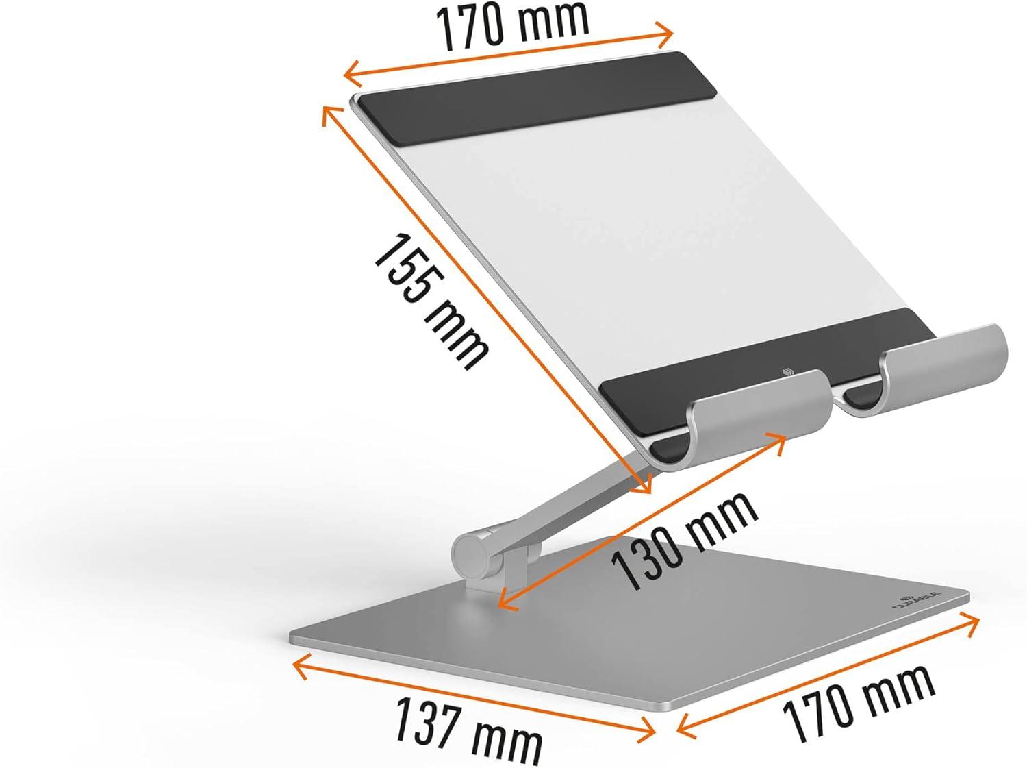 Durable Aluminum Tablet Stand for 7" to 13" Tablets and Smartphones - Height and Angle Adjustable for iPad, Samsung, and More - Foldable Kitchen and Desk Holder