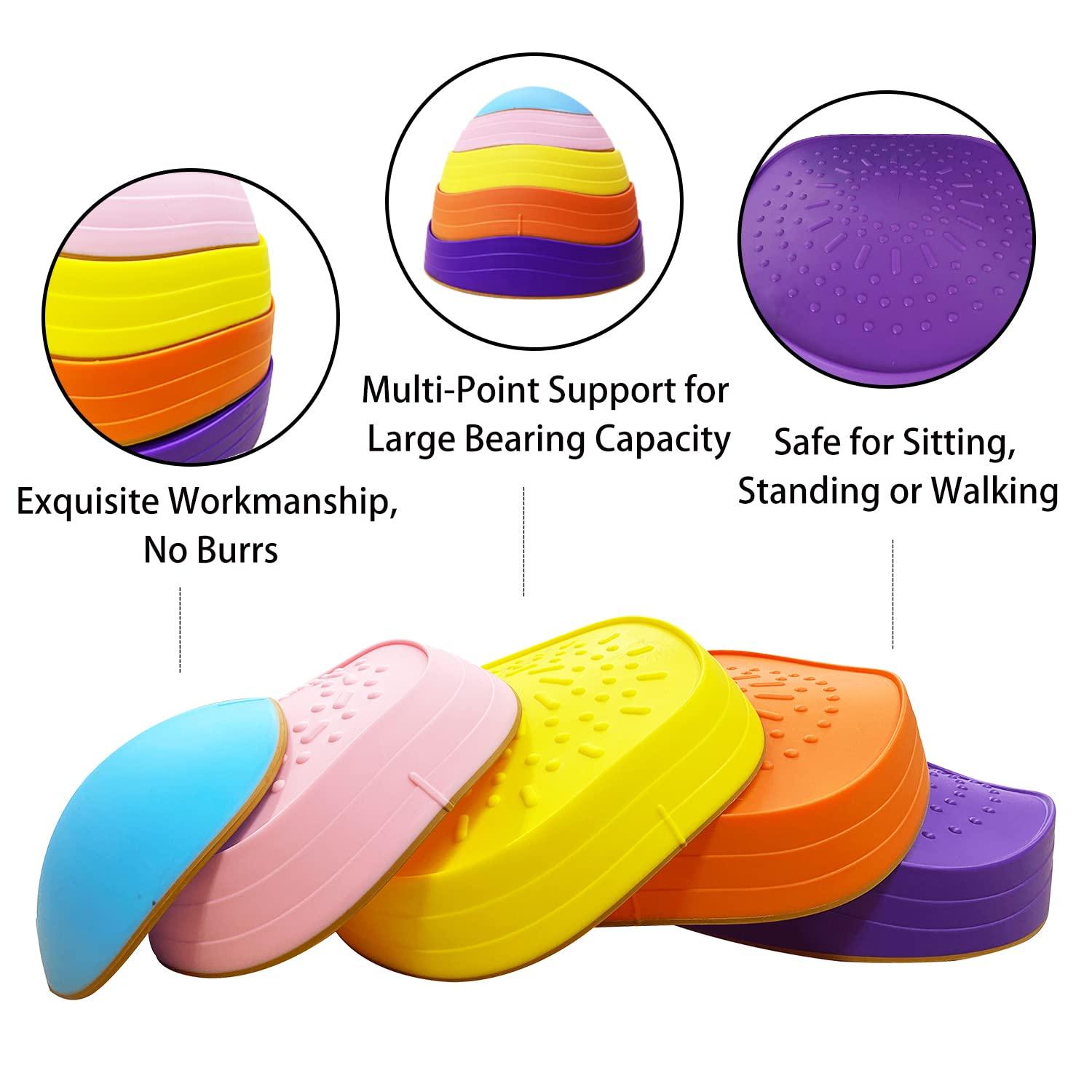 5 Pcs Stepping Stones for Kids, Balance River Stones Toy for Toddlers, Non-Slip Rubber Edges & Plastic Surface, Children's Sensory Obstacle Courses