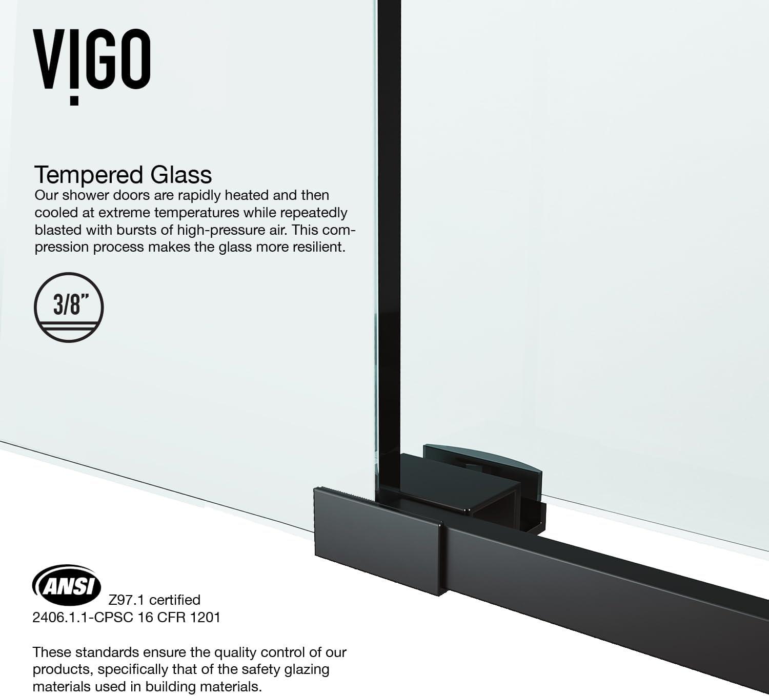 Elan 60-64" W x 74" H Sliding Frameless Shower Door with 3/8" Clear Glass