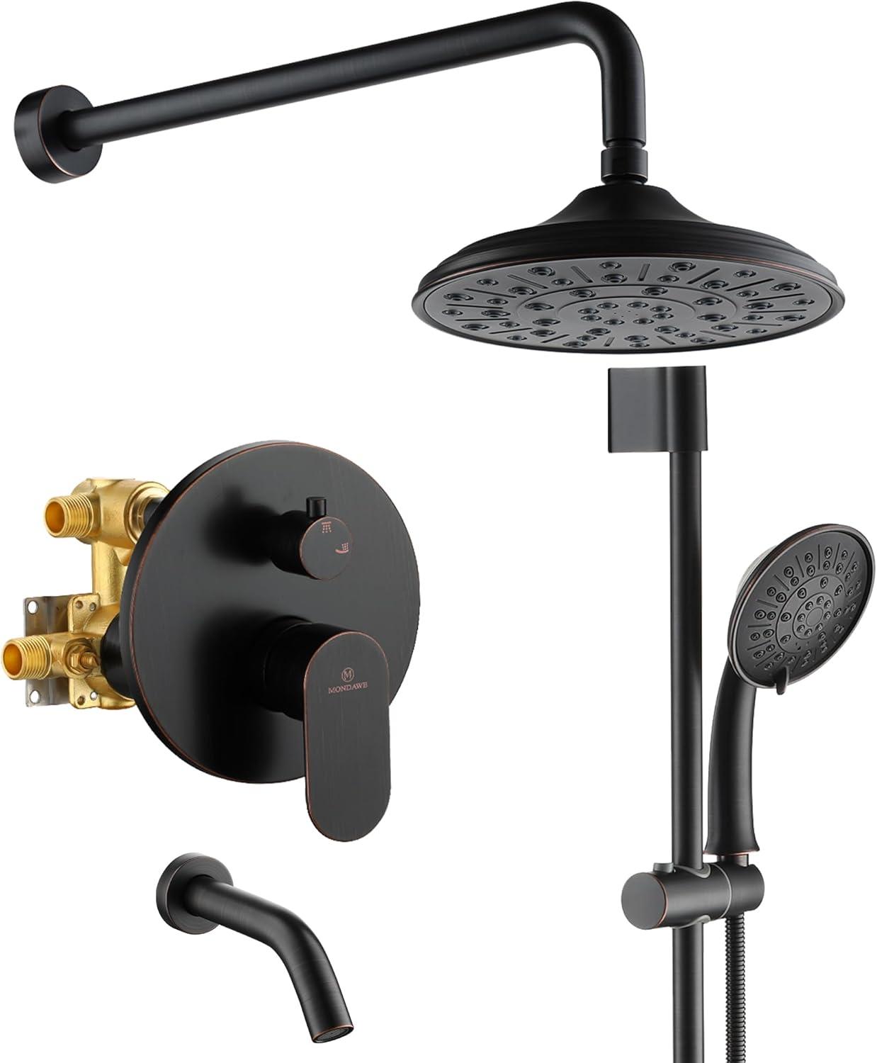 mondawe Calliope Wall Mounted 2-Function Retro Pressure-Balanced Shower System with 3 Setting Handheld MD-A3815-ORB