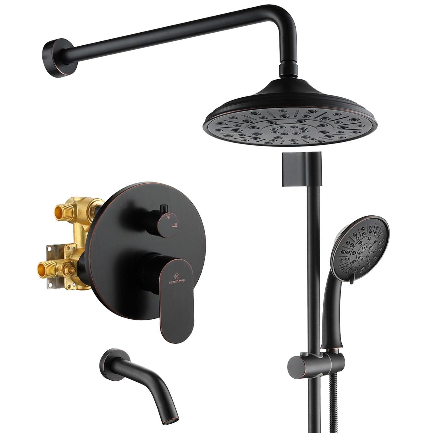 mondawe Calliope Wall Mounted 2-Function Retro Pressure-Balanced Shower System with 3 Setting Handheld MD-A3815-ORB