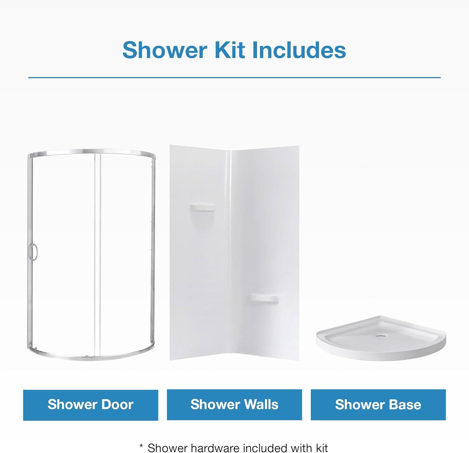 OVE Decors Breeze 44 in. Round Shower Kit w/ Clear, Base, Wall