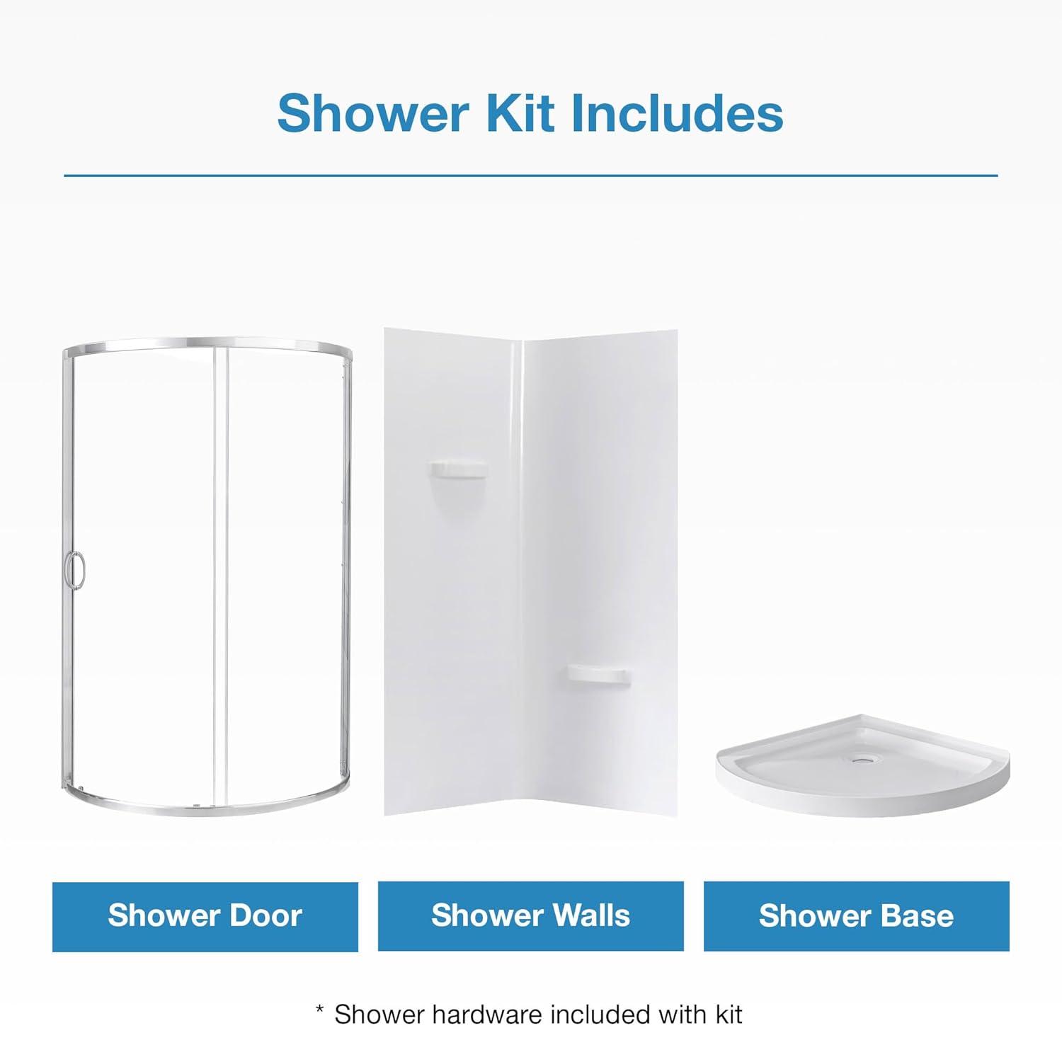 OVE Decors Breeze 44 in. Round Shower Kit w/ Clear, Base, Wall