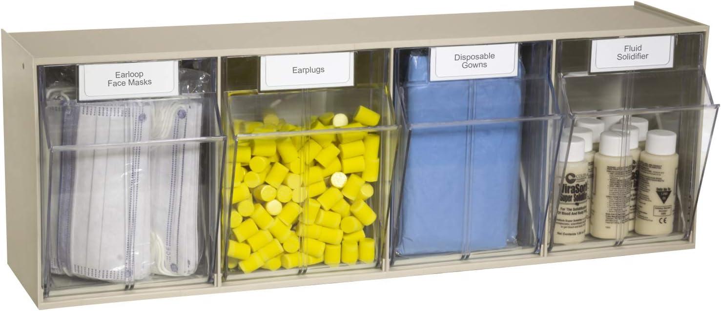 Akro-Mils TiltView Horizontal Plastic Organizer Storage System Cabinet with 4 Tip Out Bins, (23-5/8-Inch Wide x 8-3/16-Inch High x 6-3/4-Inch Deep), Stone 06704