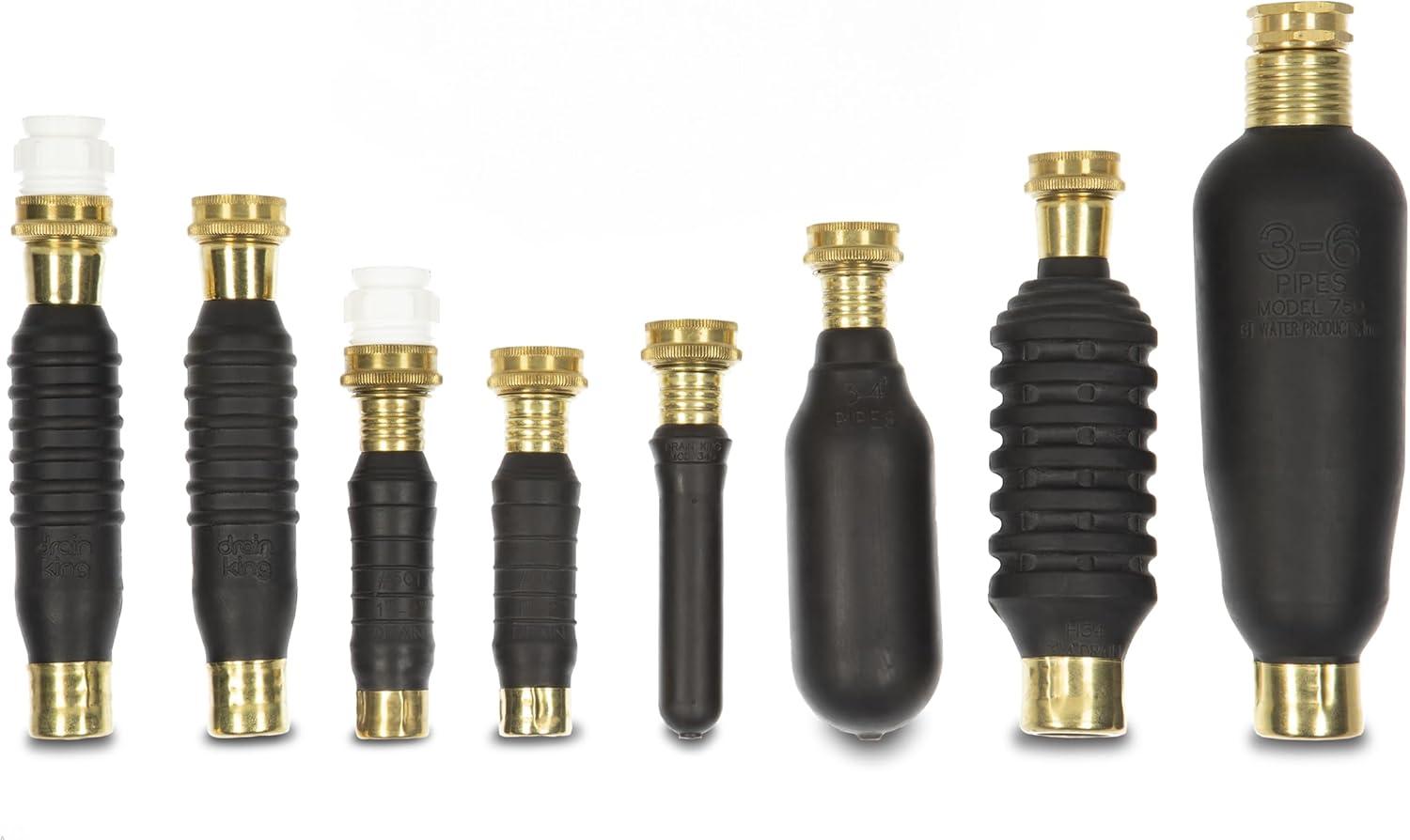 Drain King 750, Water-Powered Drain Cleaner, Unclogs 3-6 Inch Pipes