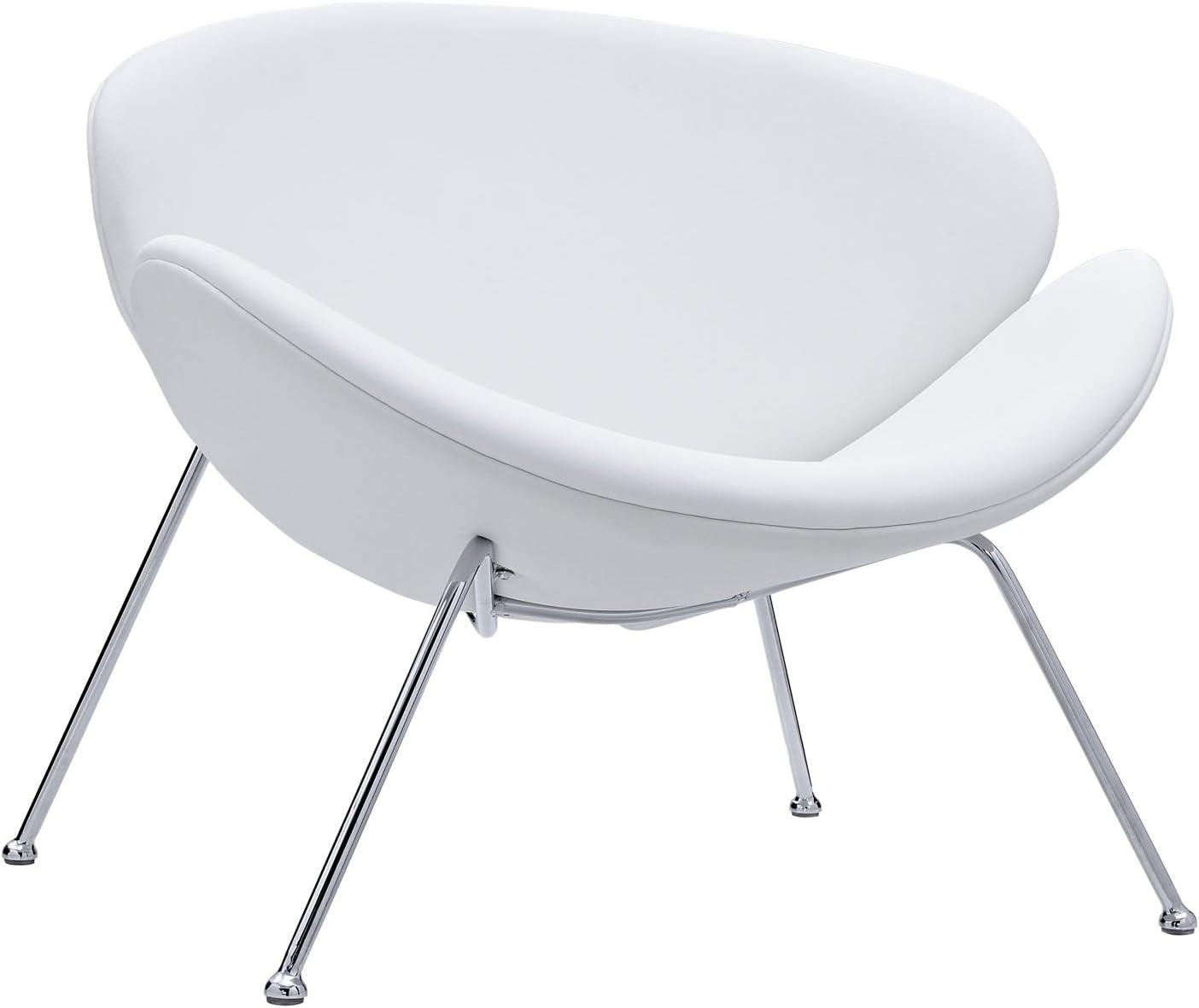 Modway Nutshell 32" White Chrome-Legged Modern Lounge Chair