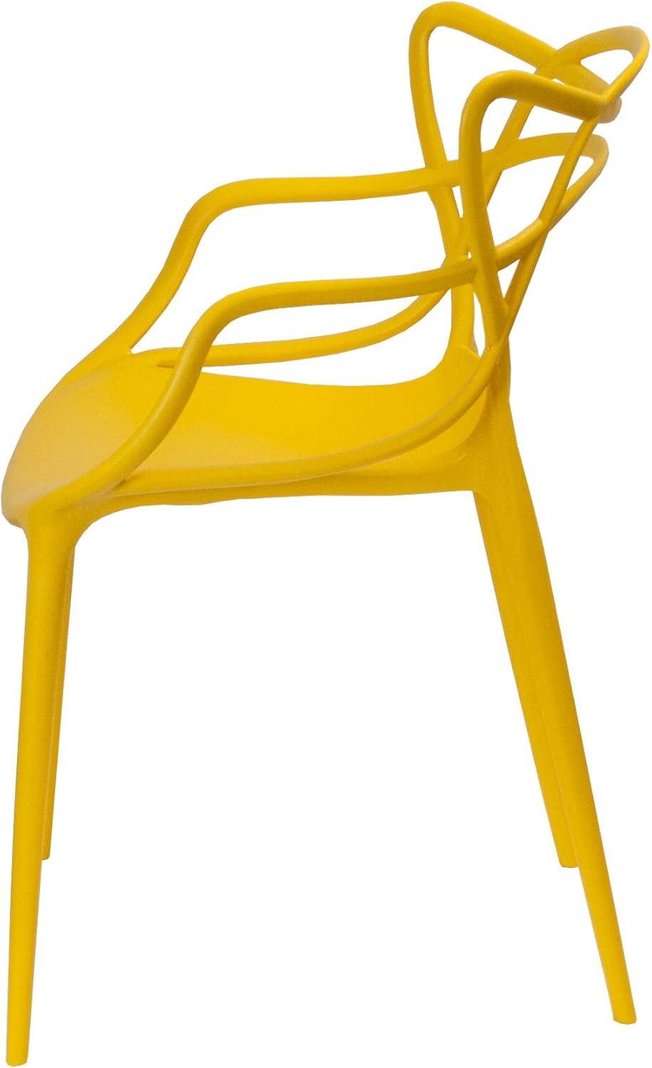 Mod Made Mid Century Modern Molded Plastic Loop Dining Side Chair- Set of 2-Color:Yellow