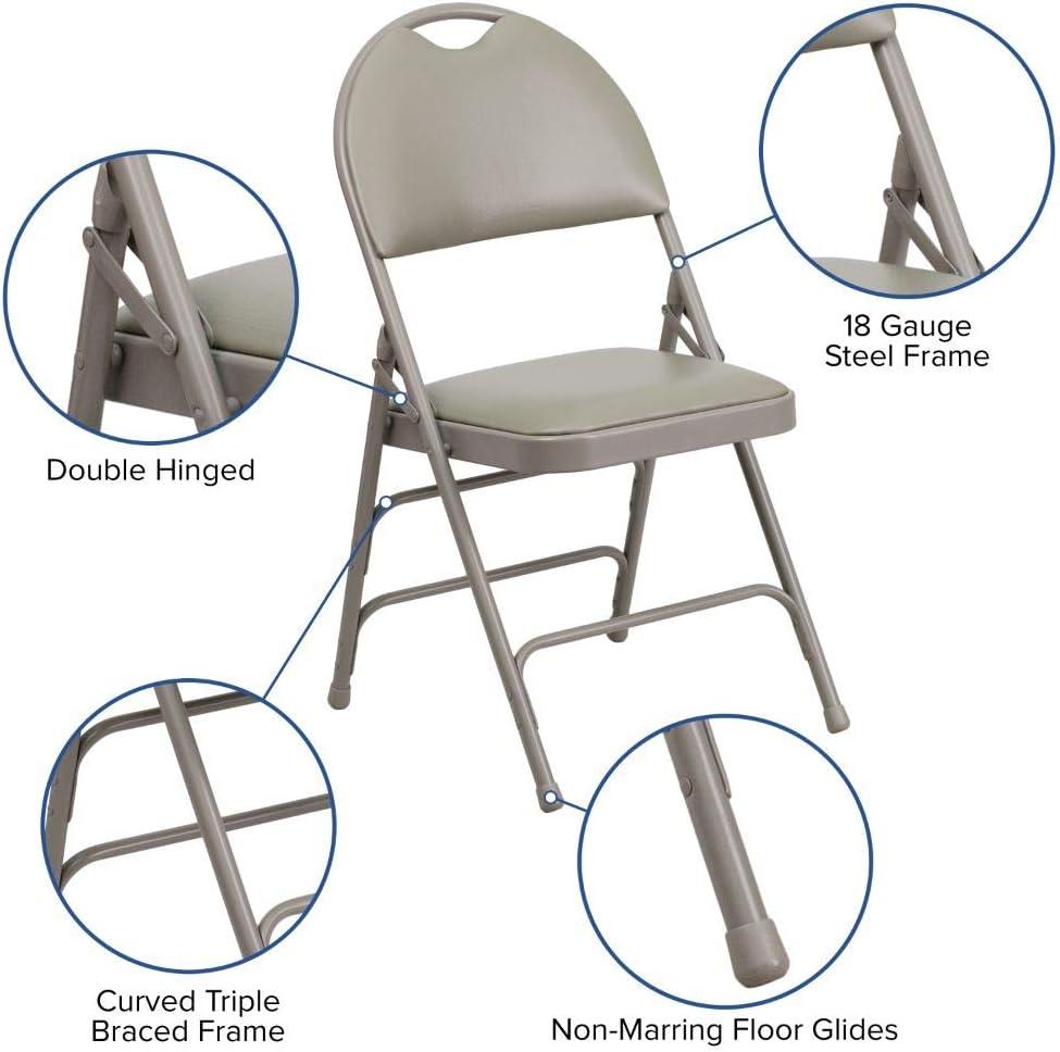 Hercules High-Back Gray Vinyl and Metal Folding Chair Set