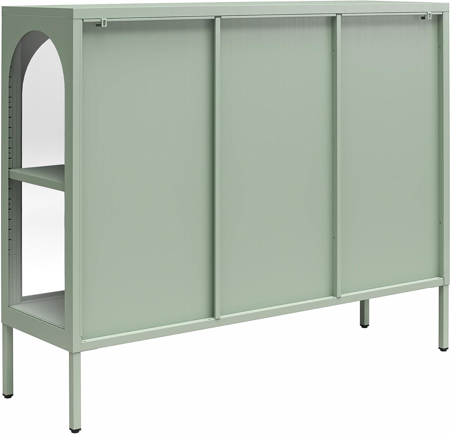CosmoLiving by Cosmopolitan Chloe Metal Accent Cabinet With 3 Arched Glass Doors