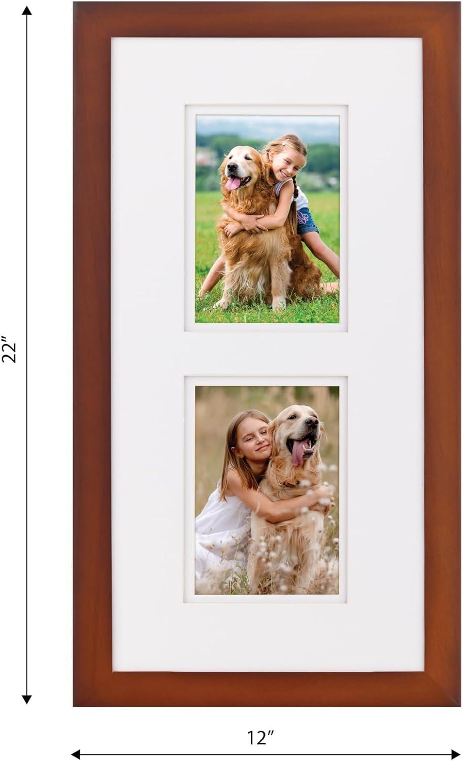 Gallery Solutions 5"x7" Double Mat Photo Frame Walnut Brown