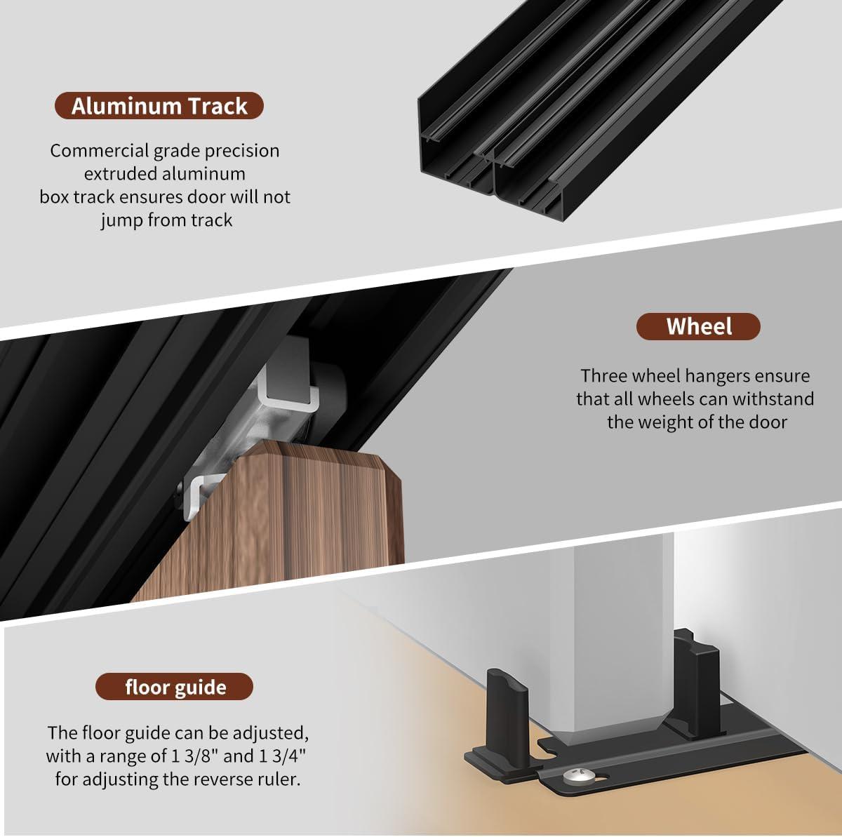 72 in. Black Aluminum Sliding Bypass Track and Hardware Set for 2 Door System