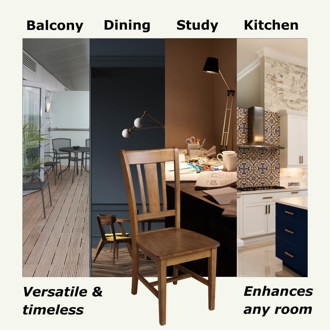 Set of 2 San Remo Splatback Chairs Pecan - International Concepts: Solid Wood, Unupholstered