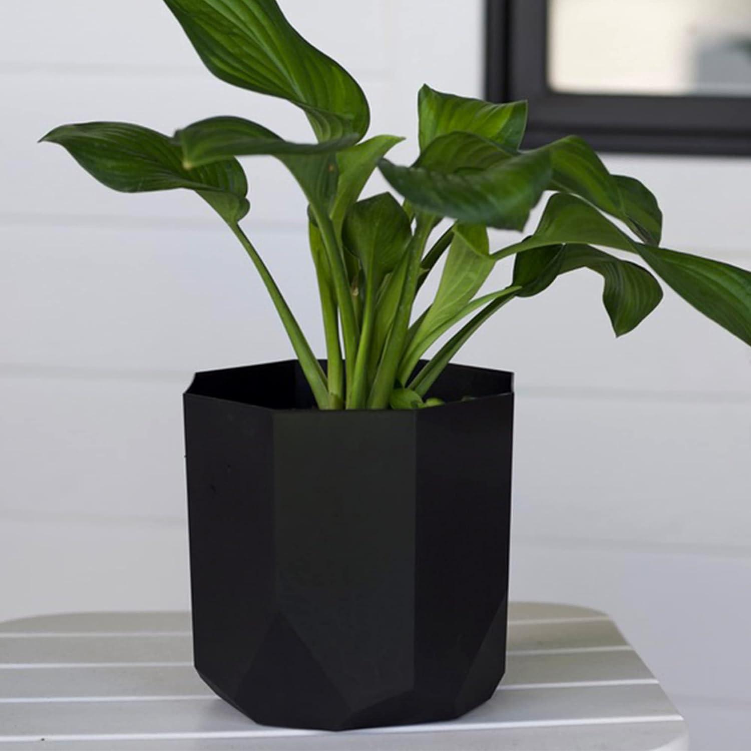 Bloem 10-in Tuxton Geometric Resin Planter - Black