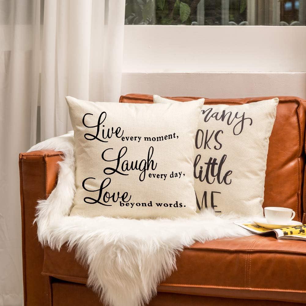 Live Laugh Love Quote Cotton Linen Throw Pillow Cover