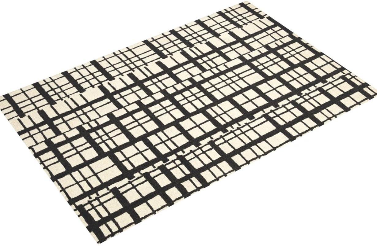 Chris Loves Julia x Loloi Polly Checkered Hand Tufted Jute/Sisal/Wool Black/Ivory Area Rug