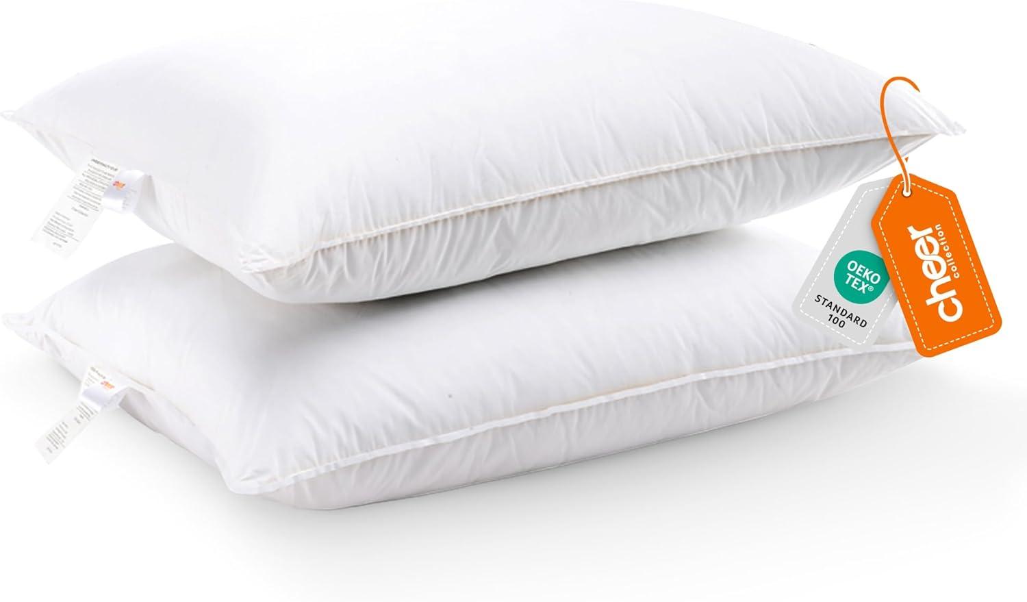 White Hypoallergenic Hollow Fiber Standard Size Pillows - Set of 2