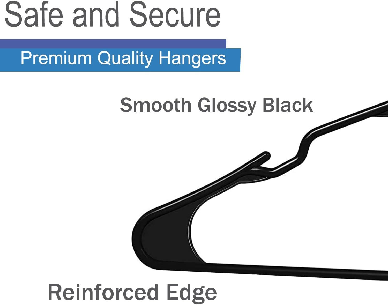 Heshberg Plastic Hangers Notched Black 50 Pack