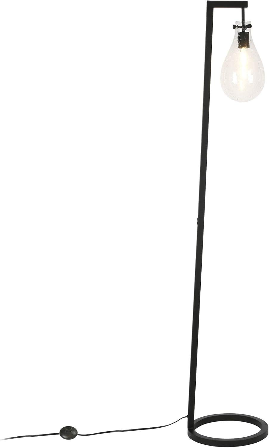 Evelyn&Zoe Weston 66" Tall Floor Lamp with Glass Shade, Blackened Bronze/Seeded