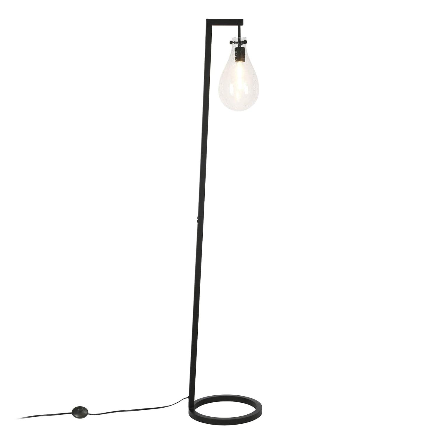 Evelyn&Zoe Weston 66" Tall Floor Lamp with Glass Shade, Blackened Bronze/Seeded