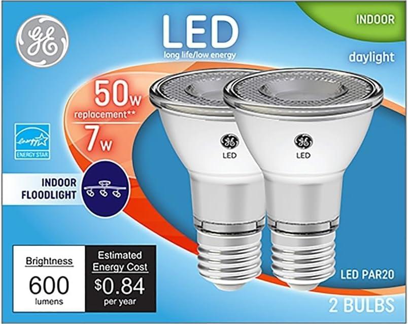GE 93124156 LED Directional Light Bulb, R20, Daylight, Clear Bulb, 500 Lumens, 7 Watt, 2-Pk. - Quantity 1