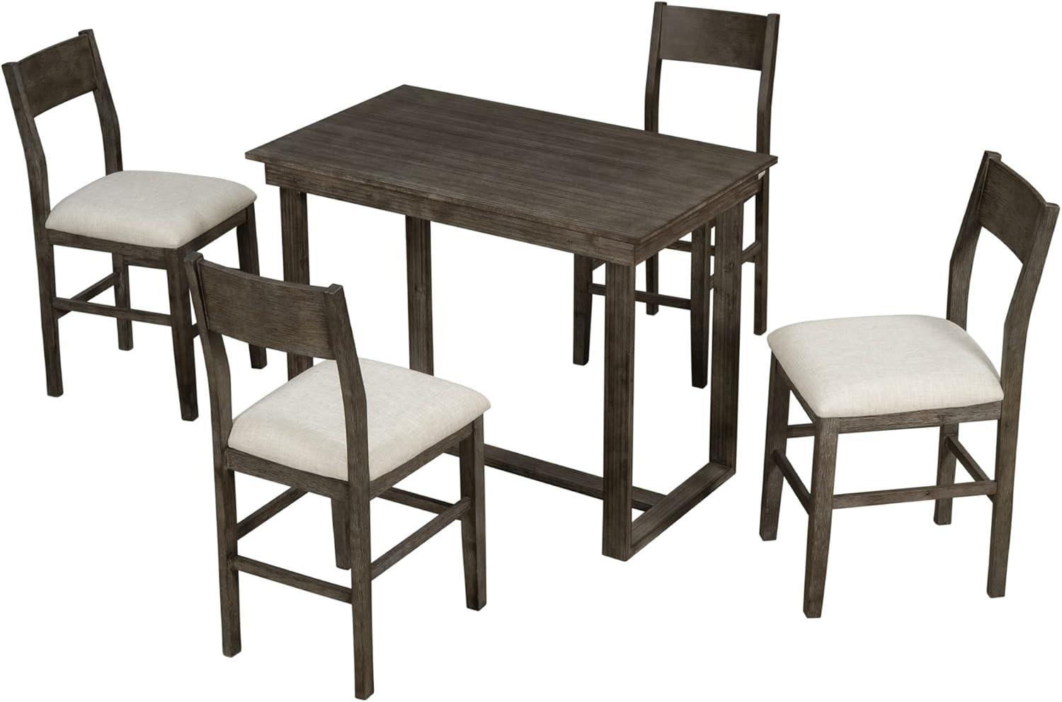 Gray Counter Height Dining Set with Upholstered Chairs