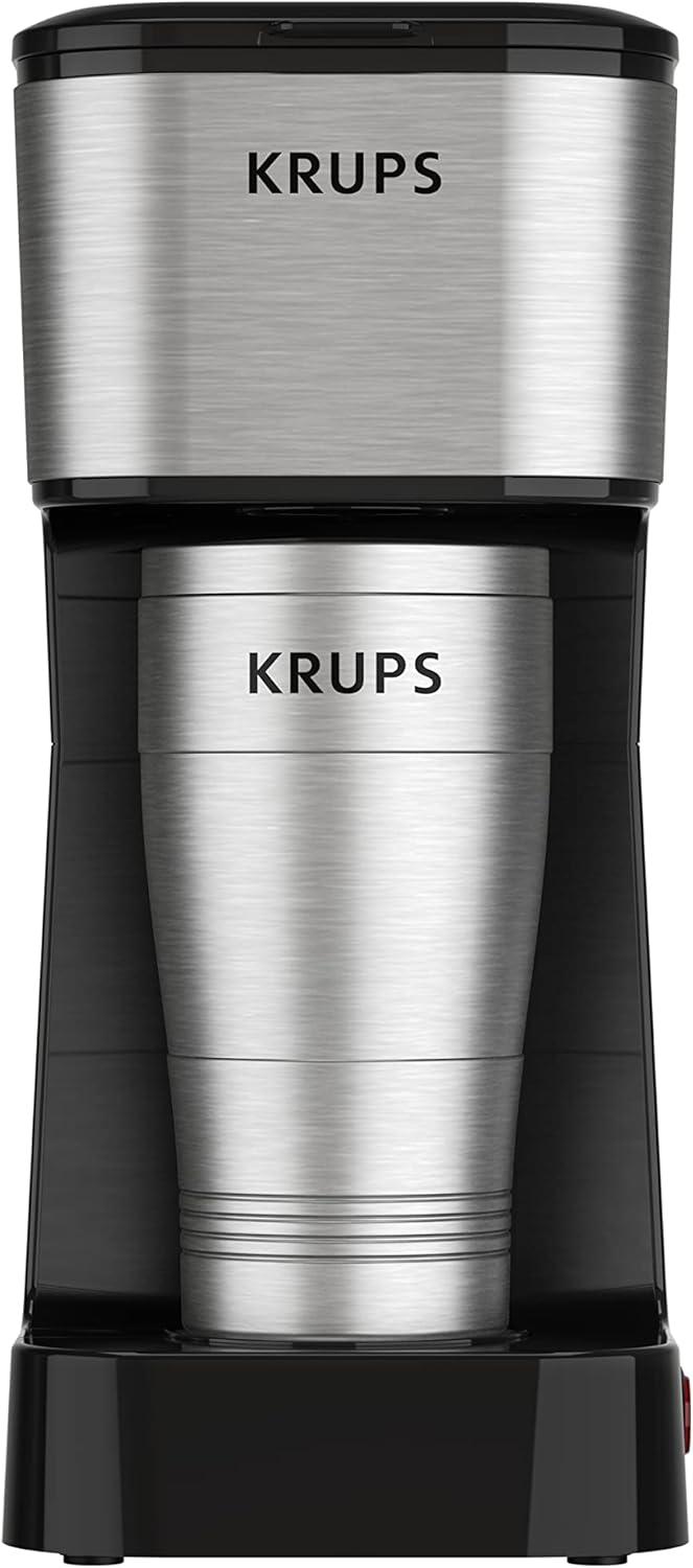 Krups Simply Brew To Go - Single-Serve Coffee Maker with Stainless Steel Travel Mug, 14 fl oz