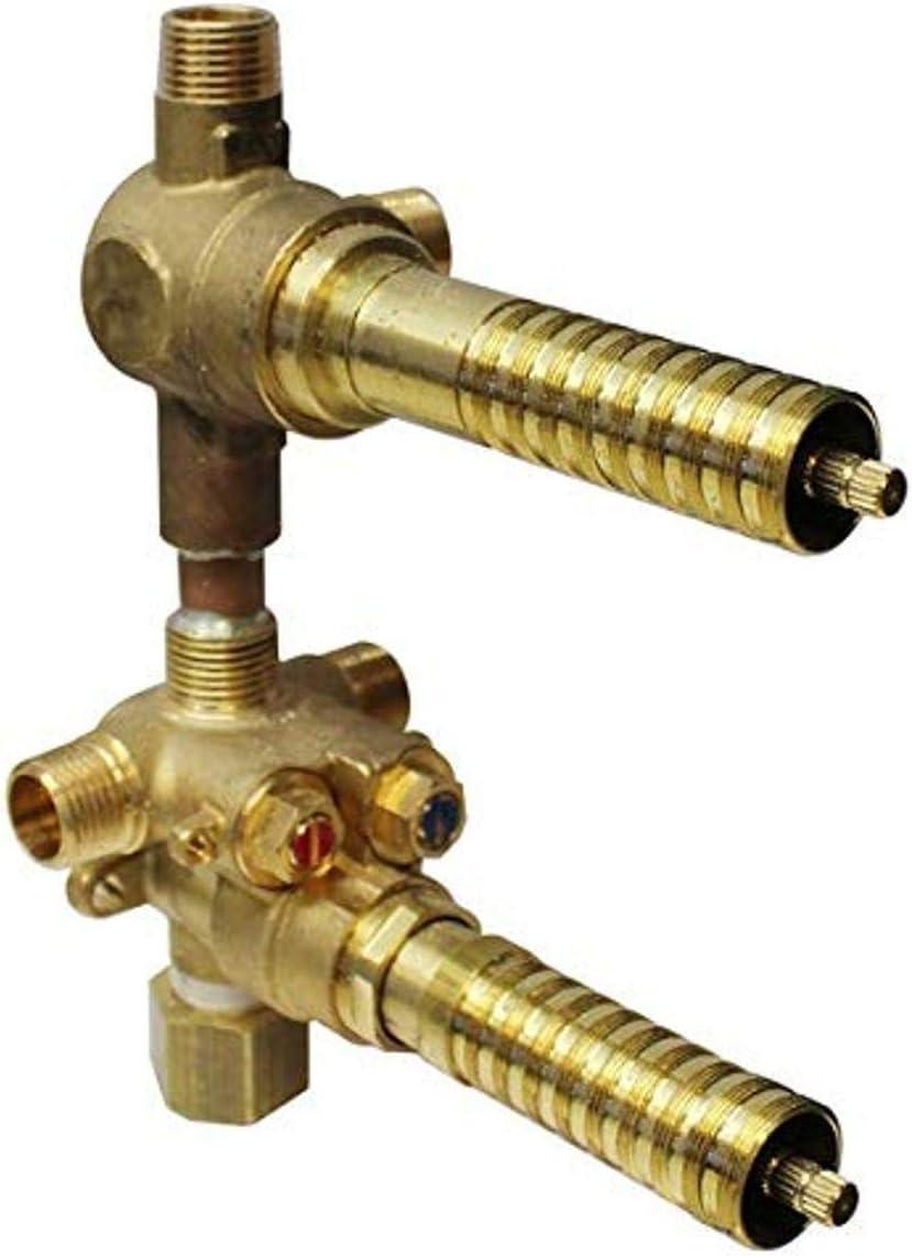 Universal 1/2" Thermostatic Rough Valve-in with Integrated Two Outlet Dedicated Diverter