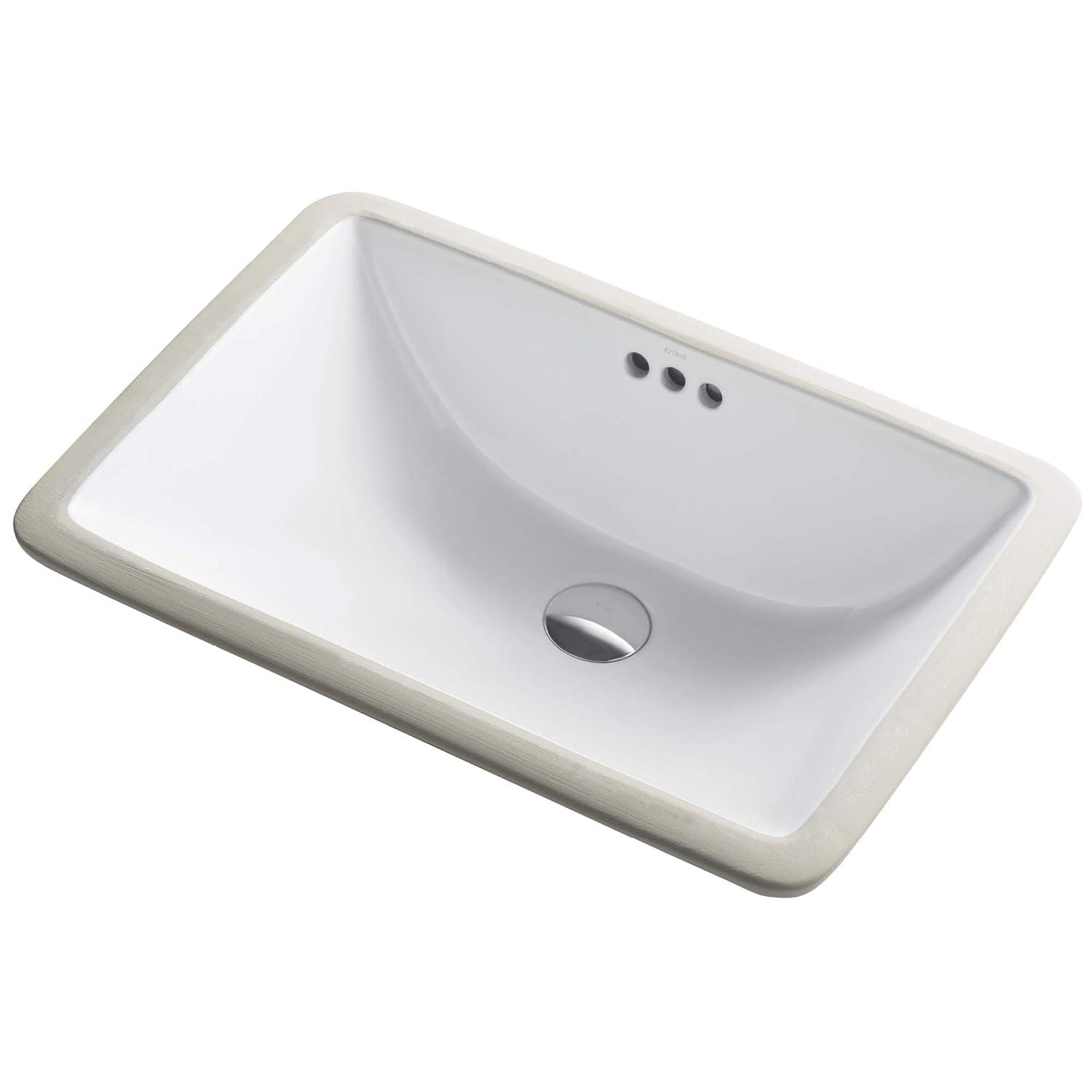 Kraus Elavo Ceramic Rectangular Undermount Bathroom Sink with Overflow KCU-241