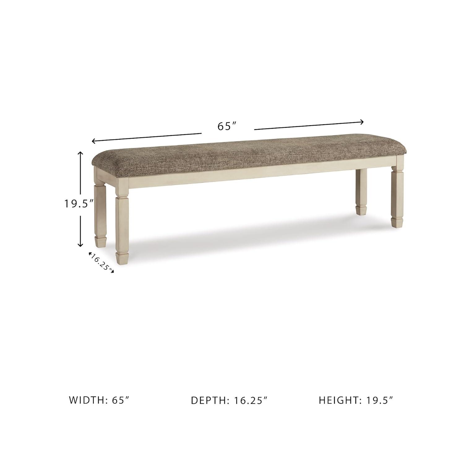 Signature Design by Ashley Casual Bolanburg 65" Dining Bench, Antique Cream/Brown