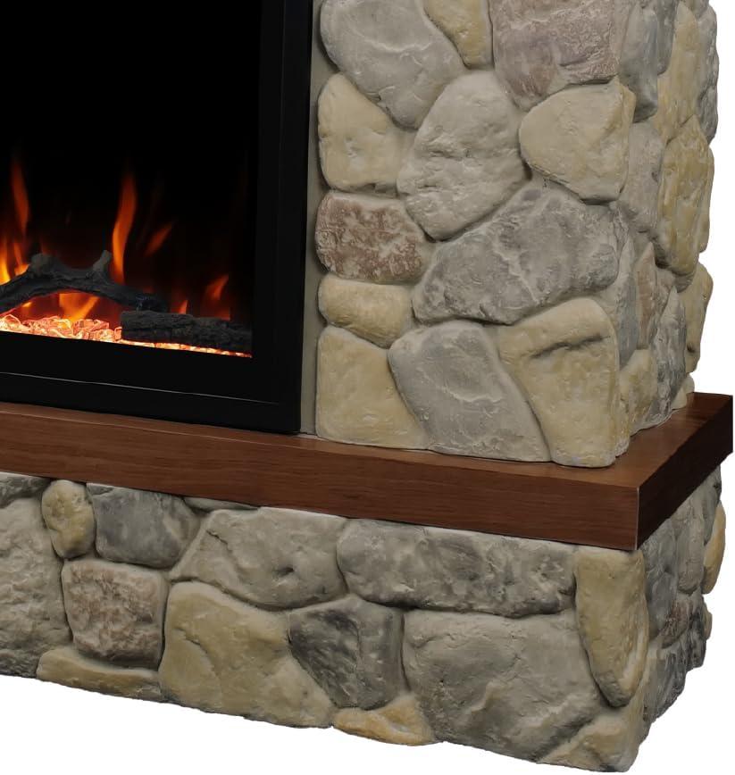 Country Living Belhaven 74 Inch Bookcase Mantel Package | 23 Inch Smart Electric Fireplace Insert Heater