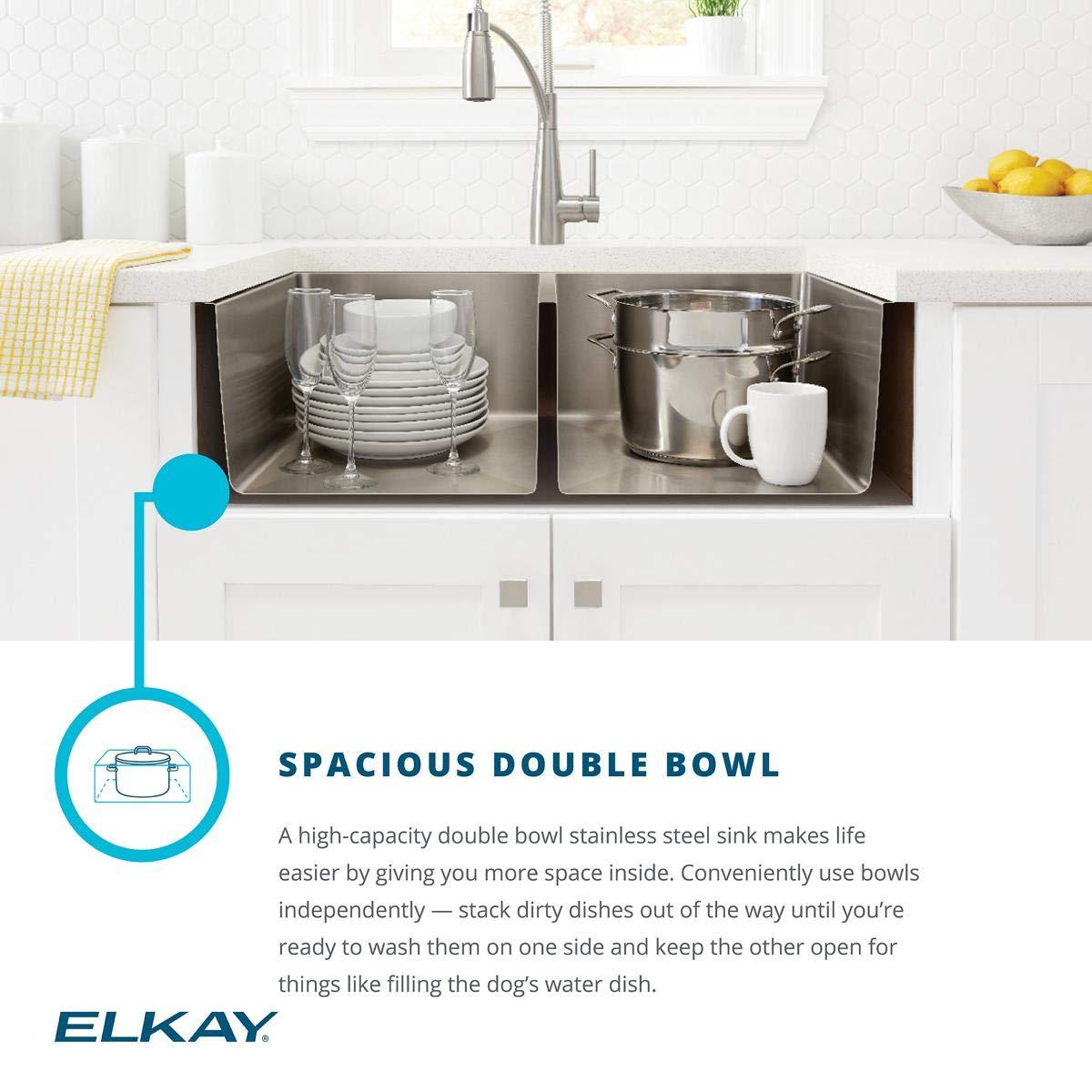 Crosstown Stainless Steel 33" L x 22" W Double Basin Dual Mount Kitchen Sink