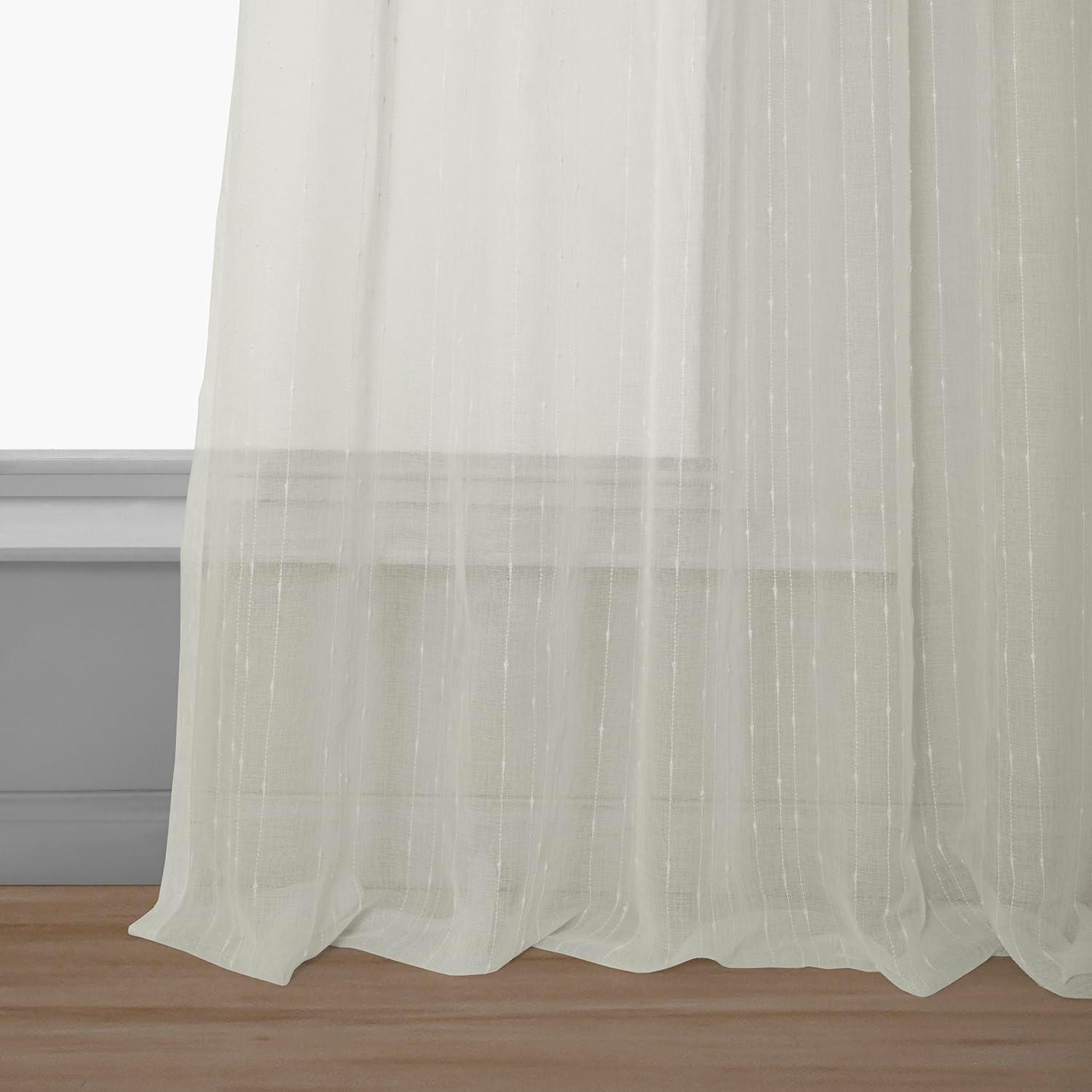 Montpellier Striped Faux Linen Sheer Curtain (1 Panel), Montpellier, 50W X 96L