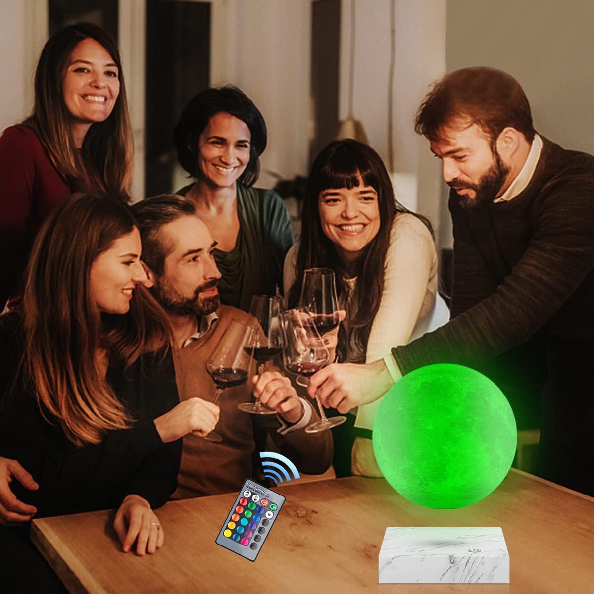 VGAzer Moon Lamp 3D Printing Magnetic Levitating Moon Light Lamps for Home、Office Decor, Creative Gift-6 Inch,Has 16 Colors 20 Modes