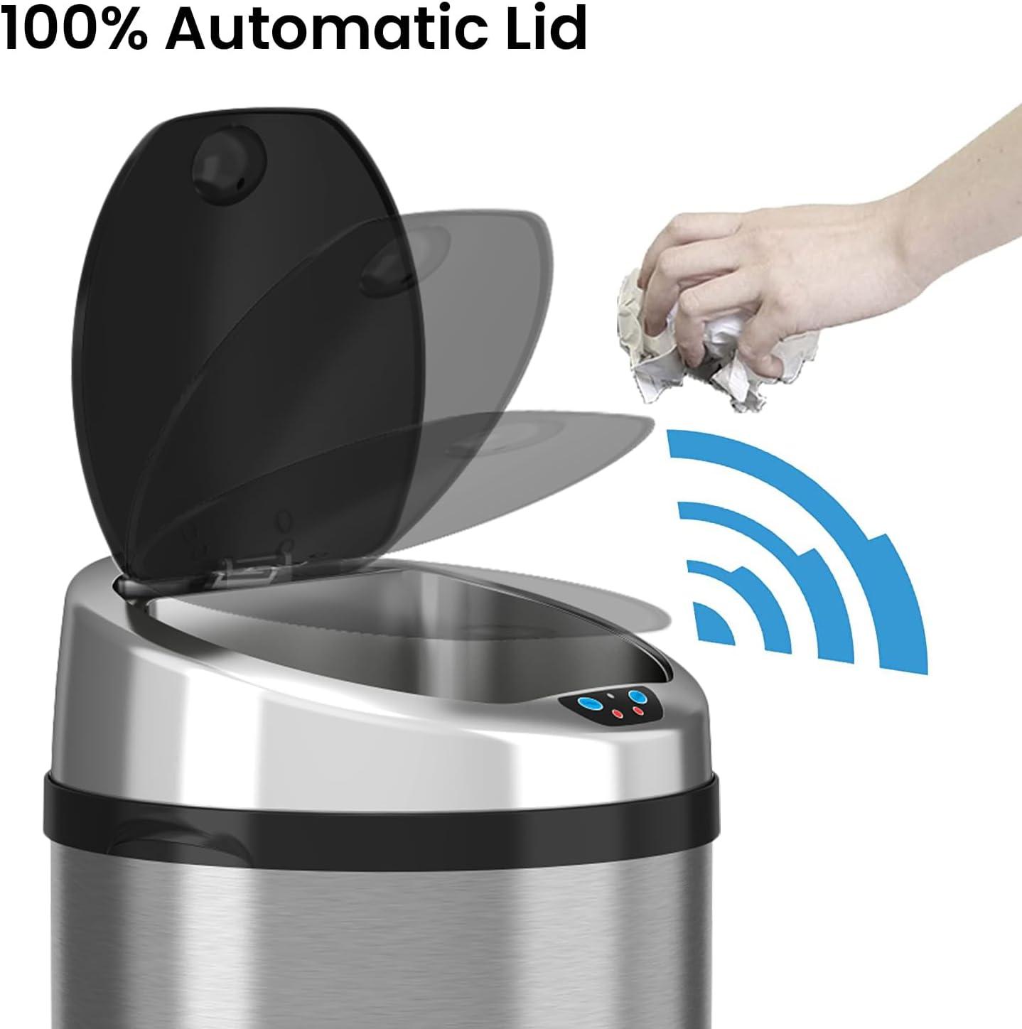 Stainless Steel 8 Gallon Motion Sensor Trash Can