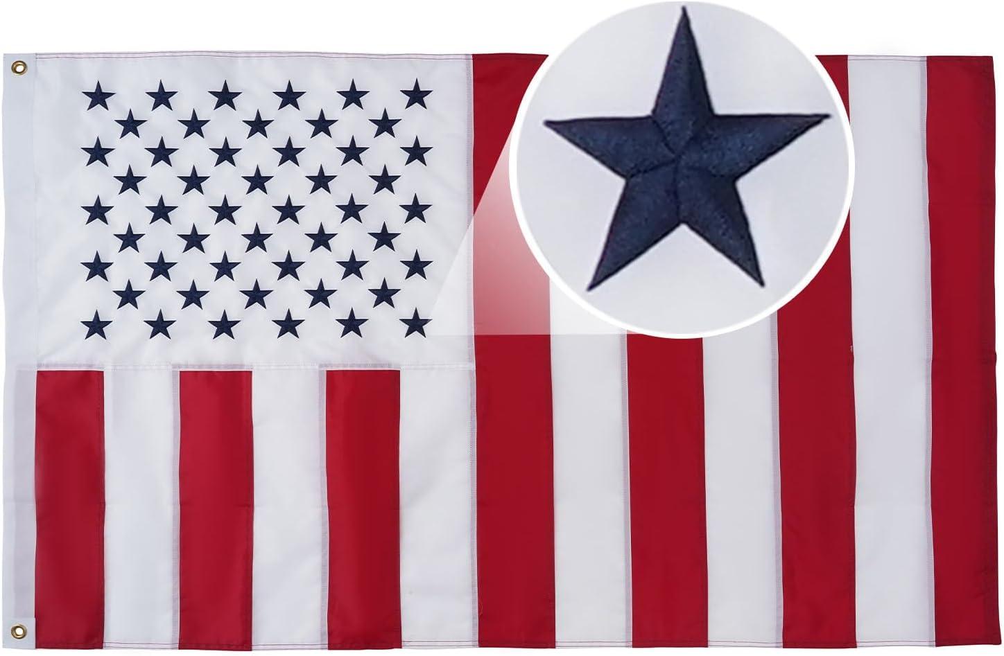 American flag USA flag 3x5FT-Embroidered Stars Flag Double Stitched Sewn Stripes Outdoors Indoors Heavy Duty flag Brass Grommets Banner