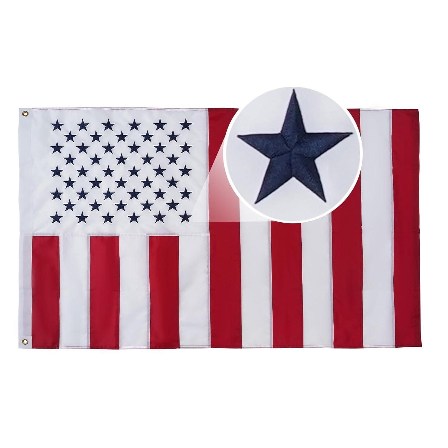 American flag USA flag 3x5FT-Embroidered Stars Flag Double Stitched Sewn Stripes Outdoors Indoors Heavy Duty flag Brass Grommets Banner